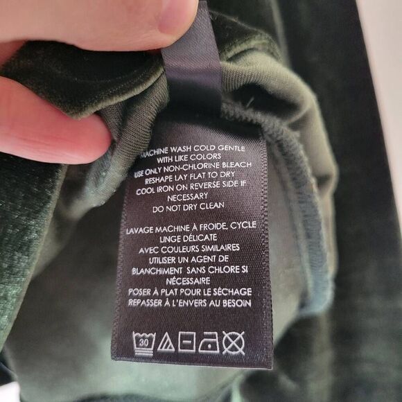 Anthropologie Crushed Velvet Ribbon-Tie Back Top XL • Dark Forest Green Long Sle - Picture 7 of 7